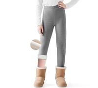 Domueay Ragazze Leggins Termici con Fodera in Pile, Morbidi Cotone Leggings Bambina Invernali Legging Felpati Vita Alta Caldi Collant Tinta Unita Elastici Lunghi Pantaloni 12-14 Anni, Grigio