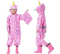 Domueay Tuta Impermeabile Bambina Antipioggia Completo Leggero Tutto in Uno Portatile Giacca Ragazze 7-9 Anni