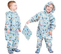Domueay Tuta Impermeabile Bambino Tuta Antipioggia Completo Impermeabile Leggero Tutto in Uno Tuta Pioggia Portatile Giacca Impermeabile Ragazzi 7-9 Anni
