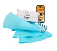 DOMUS® 4 sac a Poche in Silicone Lavabile e Riutilizzabile con 6 Beccucci in Acciaio Inox 304 - Kit per Decorazioni Torte e Dolci con Ebook