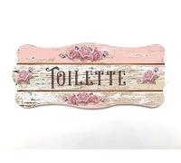 Domus Artis Targa per porta in legno Old Shabby Chic con scritta Welcomme, per decorare le porte interne di casa. La targhetta misura cm 9x21 spessore 7 millimetri, con biadesivo (Toilette)