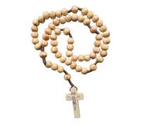 Domus Christi Rosario Collana in Legno Naturale Chiaro | Croce in Legno Senza Parti Metalliche | Rosario Cattolico Tradizionale per Preghiera e Meditazione | Idea Giubileo 2025 | Circonferenza 50cm