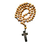 Domus Christi Rosario Collana in Legno Naturale Scuro | Croce in Legno, Senza Parti Metalliche | Rosario Cattolico Tradizionale per Preghiera e Meditazione | Idea Giubileo 2025 | Circonferenza 50cm