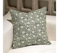 DOMVITUS Federa per cuscino con motivo floreale, 45 x 45 cm, per divano, stampa a blocchi, federa decorativa neutra per soggiorno, 1 pezzo, verde alloro