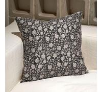 DOMVITUS Federa per cuscino con motivo floreale, 45 x 45 cm, per divano, stampa a blocchi, federa decorativa neutra per soggiorno, 1 pezzo, nero