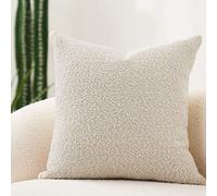DOMVITUS Lussuosa federa decorativa per cuscino, 45,7 x 45,7 cm, in tessuto bouclé, quadrata, per divano, soggiorno, 1 pezzo, crema burrosa