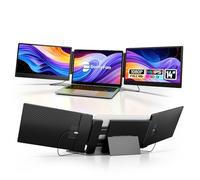 domyfan 14" Monitor Portatile per Laptop, 1080P FHD Triple Estensore Dello Schermo del Laptop, HDMI/USB-A/Type-C Plug and Play, Compatibile con 13,3'' a 17'' Windows,Mac,Chrome Switch PS5