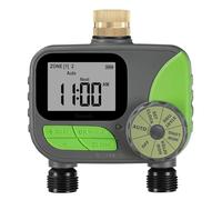 domyno Timer Irrigazione 2 Uscite Centralina Programmatore 2 Vie Temporizzatore irrigatore, funzione Pioggia, modalità Automatica e Manuale