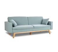 Don Descanso - Divano letto a 3 posti, modello Reine, tappezzato in tessuto, sistema apertura a libro o clic-clac, 206 x 74 x 83 cm, dimensioni del letto: 206 x 99 x 83 cm, con 2 cuscini (verdi)