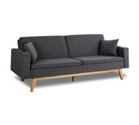 Don Descanso - Divano letto a 3 posti Reine, tappezzato in tessuto, sistema apertura a libro o clic-clac, misura divano: 206 x 74 x 83 cm, dimensioni del letto: 206 x 99 x 83 cm, con 2 cuscini