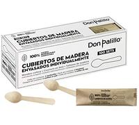 DON PALILLO - 100 cucchiai di legno usa e getta. Avvolto individualmente in carta kraft. Ideale per caffè, infusi, dolci Biodegradabile