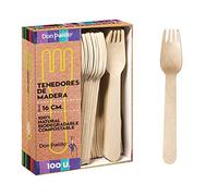 DON PALILLO - 100 forchette in legno usa e getta, 16 cm. 100% naturale, ecologico, biodegradabile