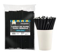 Don Palillo, 250 cannucce di carta biodegradabili, 20 cm, canne Palel colore nero, senza plastica, ecologiche, forti, sostenibili e compostabili, bevande fredde e calde