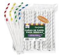 Don Palillo Cannucce di carta colorate, 250 pezzi, flessibili singole