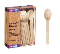 DON PALILLO - Set di 100 cucchiai monouso in legno, 16 cm. 100% naturale, ecologico, biodegradabile