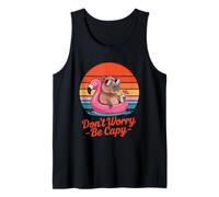 Don’t Worry Be Capy Capybara Flamingo Retro Sunset Summer Canotta