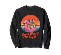 Don’t Worry Be Capy Capybara Flamingo Retro Sunset Summer Felpa