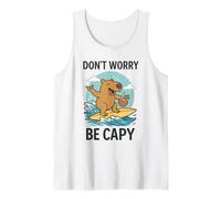 Don’t Worry Be Capy Cute Funny Capybara Surfing Beach Summer Canotta