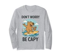 Don’t Worry Be Capy Cute Funny Capybara Surfing Beach Summer Maglia a Manica
