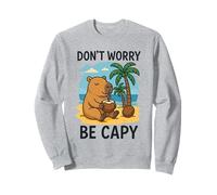 Don’t Worry Be Capy Funny Capybara Drinking Coconut by Beach Felpa