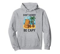 Don’t Worry Be Capy Funny Capybara Drinking Coconut by Beach Felpa con Cappuccio