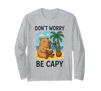 Don’t Worry Be Capy Funny Capybara Drinking Coconut by Beach Maglia a Manica
