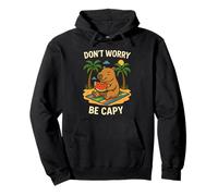 Don’t Worry Be Capy Funny Capybara Eating Watermelon Summer Felpa con Cappuccio