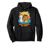 Don’t Worry Be Capy Funny Capybara Float Unicorn Summer Felpa con Cappuccio