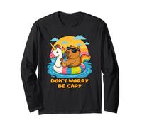 Don’t Worry Be Capy Funny Capybara Float Unicorn Summer Maglia a Manica
