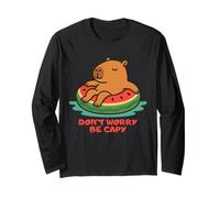 Don’t Worry Be Capy Funny Capybara Float Watermelon Summer Maglia a Manica
