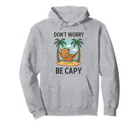 Don’t Worry Be Capy Funny Sleepy Capybara Coconut Tree Beach Felpa con Cappuccio