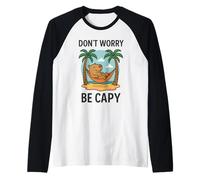 Don’t Worry Be Capy Funny Sleepy Capybara Coconut Tree Beach Maglia con Maniche Raglan