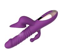 Dona Vibratori Dildo vibrante telescopico Spinta Leccata di lingua Vibratore Clitoride Vagina Clitoride Stimolazione anale Giocattoli del sesso per le donne