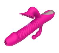 Dona Vibratori Dildo vibrante telescopico Spinta Leccata di lingua Vibratore Clitoride Vagina Clitoride Stimolazione anale Giocattoli del sesso per le donne