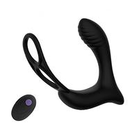 Dona Vibratori Massaggiatore prostatico Vibratore anale Doppio anello Butt Plug Telecomando wireless Prodotti per adulti Anello di eiaculazione ritardata Giocattoli sessuali per uomini