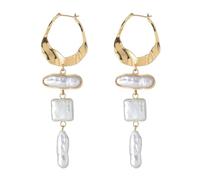 Donabus Orecchini pendenti con perle di dichiarazione,Oro e grande perla,Orecchini di lusso stile lampadario organico, Grande, Ottone, Perla barocca