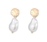 Donabus Orecchini pendenti con perle di dichiarazione,Oro e grande perla,Orecchini di lusso stile lampadario organico, Grande, Ottone, Perla barocca