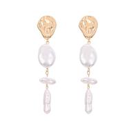 Donabus Orecchini pendenti con perle di dichiarazione,Oro e grande perla,Orecchini di lusso stile lampadario organico, Grande, Ottone, Perla barocca