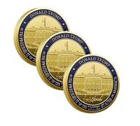 Donald Trump 2024 Save America Again Challenge Coin - President Trump 47th Re-Election Collectible with Case - Limited Edition American Eagle commemorative coins, 40mm, 30g(3 Golden White Houses)