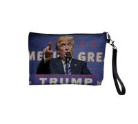 Donald Trump - Astuccio in lino per il trucco in tela, effetto lino, portamoneta, 15 x 10 cm, lino, 23.5 x 15 cm, Astuccio per il trucco