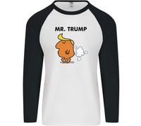 Donald Trump Fart Farting Flatulenza Divertente Uomo L/S Maglietta Baseball