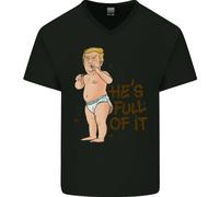 Donald Trump Hes Full Of It Sh # T Divertente Uomo Scollo A V Cotone T-Shirt