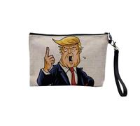 Donald Trump President Stati Uniti - Astuccio in lino, motivo: fumetto umoristico USA - Astuccio per trucco in tela, effetto lino, 15 x 10 cm, lino, 23.5 x 15 cm, Astuccio per il trucco