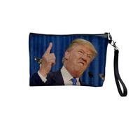 Donald Trump President USA - Astuccio in lino con dita sollevata, 15 x 10 cm, lino, 23.5 x 15 cm, Astuccio per il trucco
