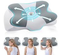 DONAMA Cuscino Cervicale in Memory Foam, Cuscino Ergonomico per Dormire su Fianco, Schiena e Stomaco, con Federa Sfoderabile e Lavabile (Grigio Chiaro, 62x37x12 cm)