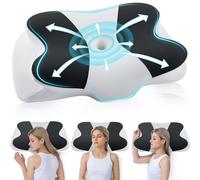 DONAMA Cuscino Cervicale in Memory Foam, Cuscino Ergonomico per Dormire su Fianco, Schiena e Stomaco, con Federa Sfoderabile e Lavabile (Bianco Nero, 62x37x12 cm)