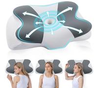 DONAMA Cuscino Cervicale in Memory Foam, Cuscino Ergonomico per Dormire su Fianco, Schiena e Stomaco, con Federa Sfoderabile e Lavabile (Grigio Scuro, 62x37x12 cm)