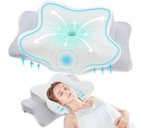DONAMA Cuscino cervicale in memory foam, ergonomico, con bracciolo e due altezze, rinfrescante e traspirante, contorno a 6 zone, supporto per il collo per tutte le posizioni di sonno