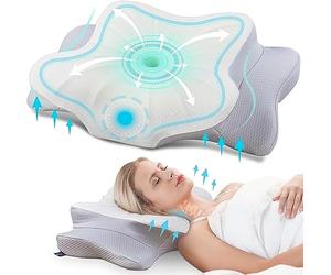 DONAMA Cuscino cervicale in memory foam, ergonomico, con bracciolo e due altezze, rinfrescante e traspirante, contorno a 6 zone, supporto per il collo per tutte le posizioni di sonno