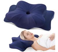DONAMA Cuscino Cervicale per Dormire, Cuscino Ergonomico Cervicale per Dormitori Laterali, Supini e Proni, Cuscino per Cervicale con Federa Sfoderabile e Lavabile (Blu Scuro, 63x38x14 cm)